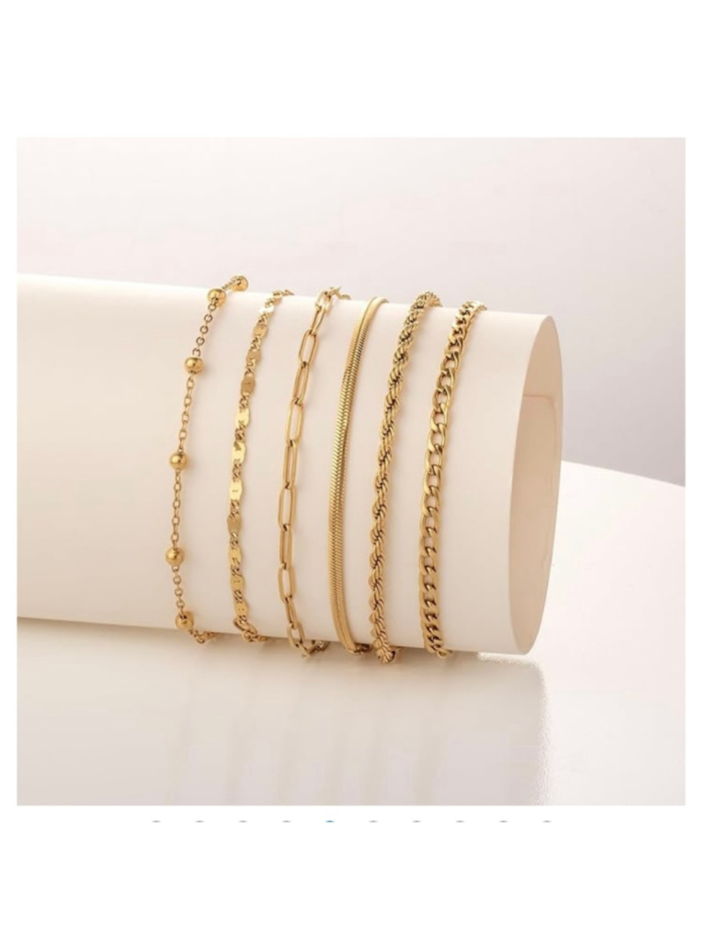 Women 14K Gold Plated Bracelets 6PCS Set Dainty Stackable - Picture 5 of 9